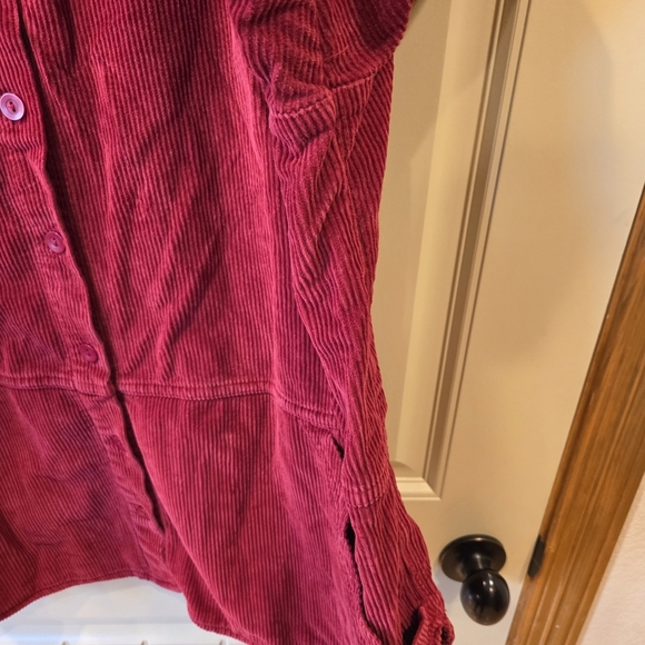 C.J. Banks Red Corduroy Button-Up Tunic Jacket 1X Pockets 100% Cotton - Picture 6 of 14